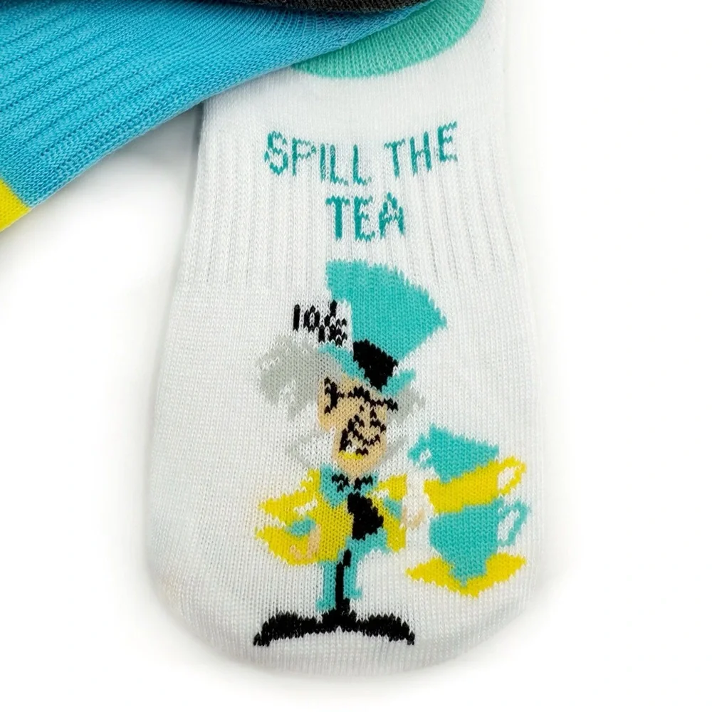 New Disney Alice in Wonderland Womens No Show Socks Mad Hatter Cheshire Cat Gift